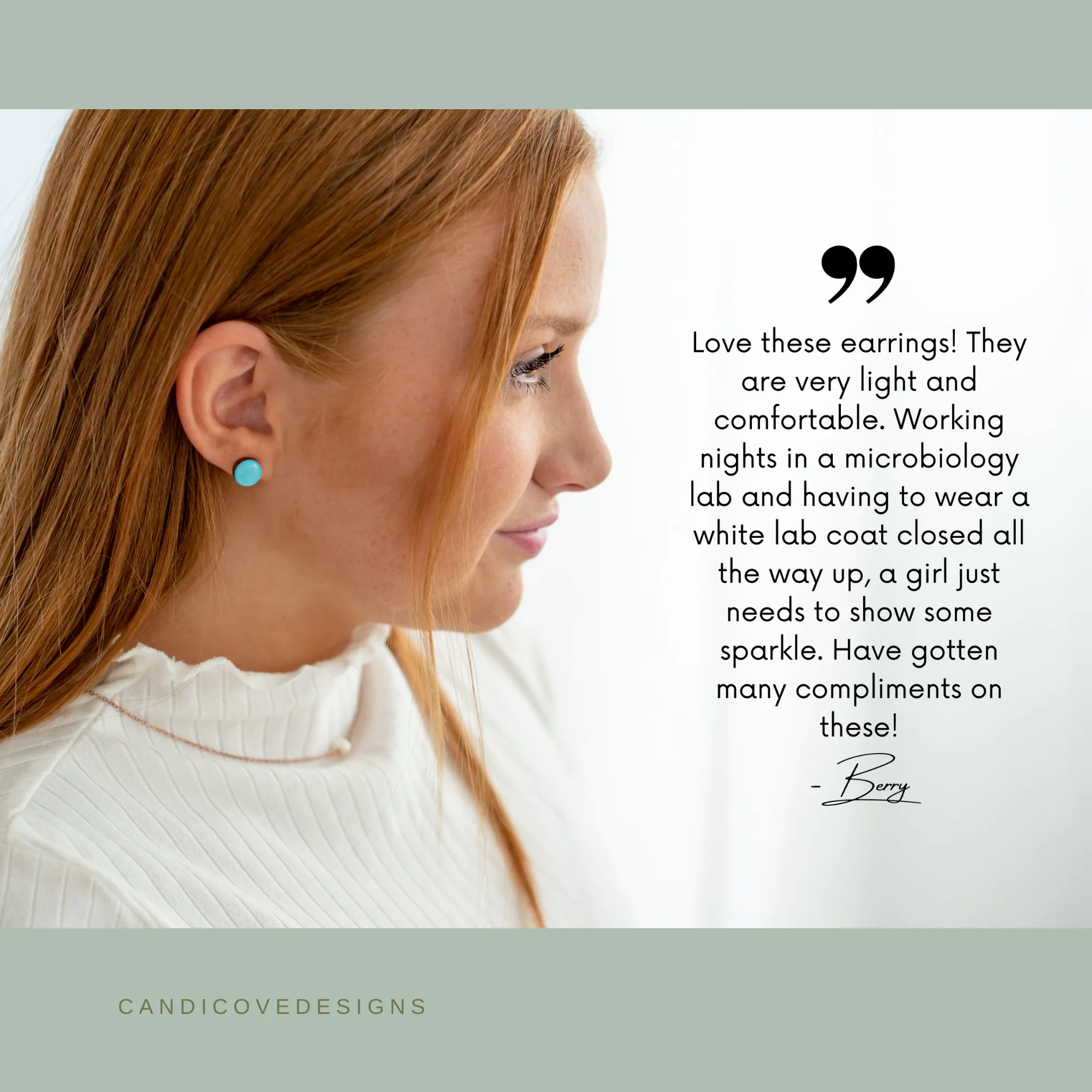 Mint Green Stud Earrings by Candi Cove Designs