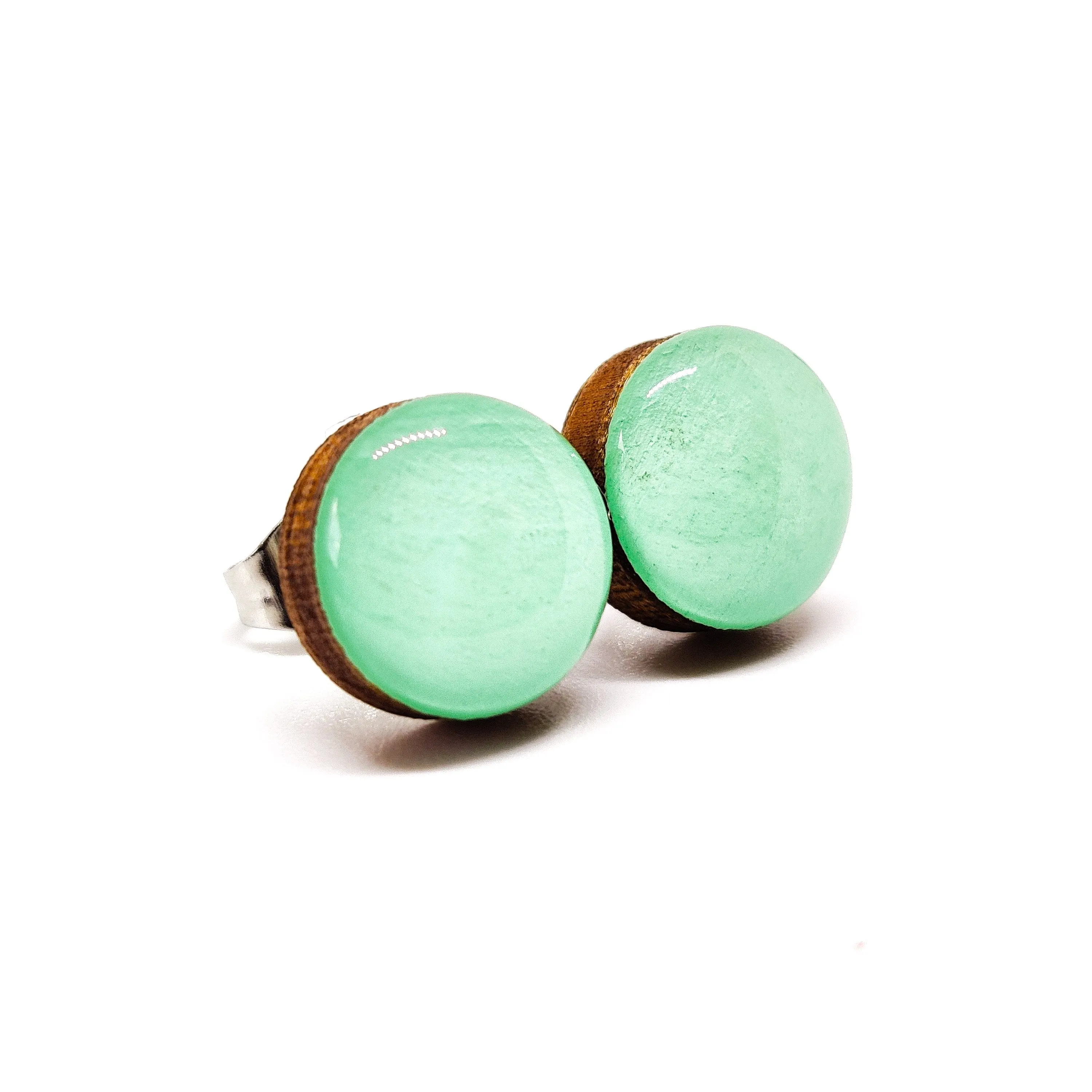 Mint Green Stud Earrings by Candi Cove Designs
