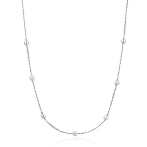 Modern Beaded Sterling Silver Necklace plated in Rhodium