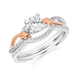 Modern Bridal: 1/10 Ctw. Diamond Semi Mount shown with 1/2 Ct. Round Center Diamond in 14K Gold