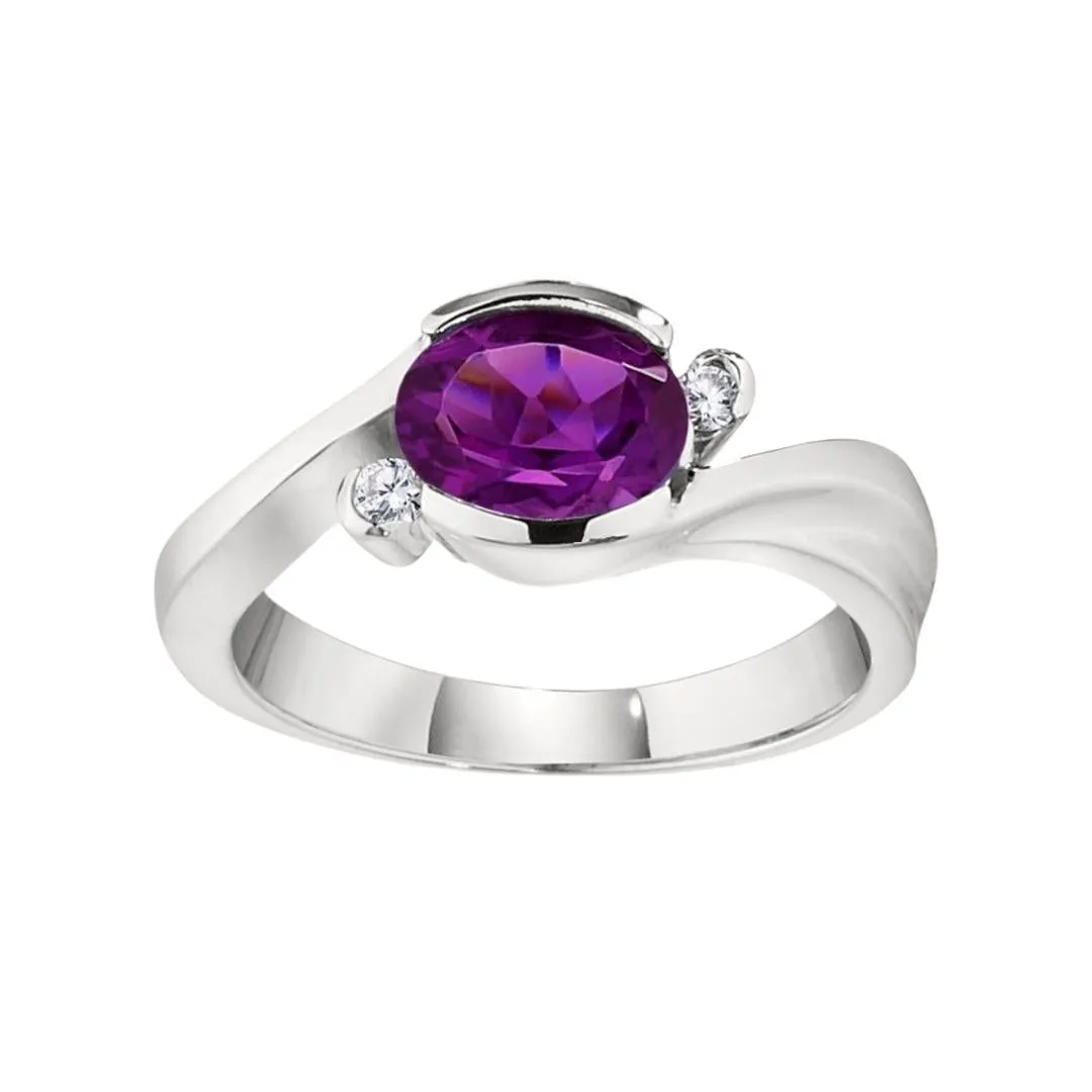Modern Bypass Blue Topaz and Diamond Ring