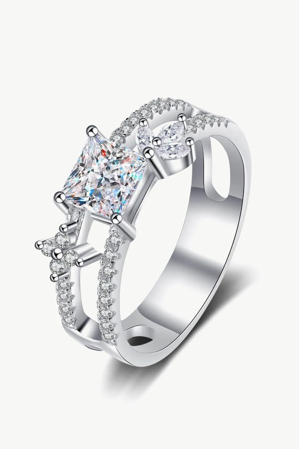 Modern Double Layer 1 Carat Moissanite Ring