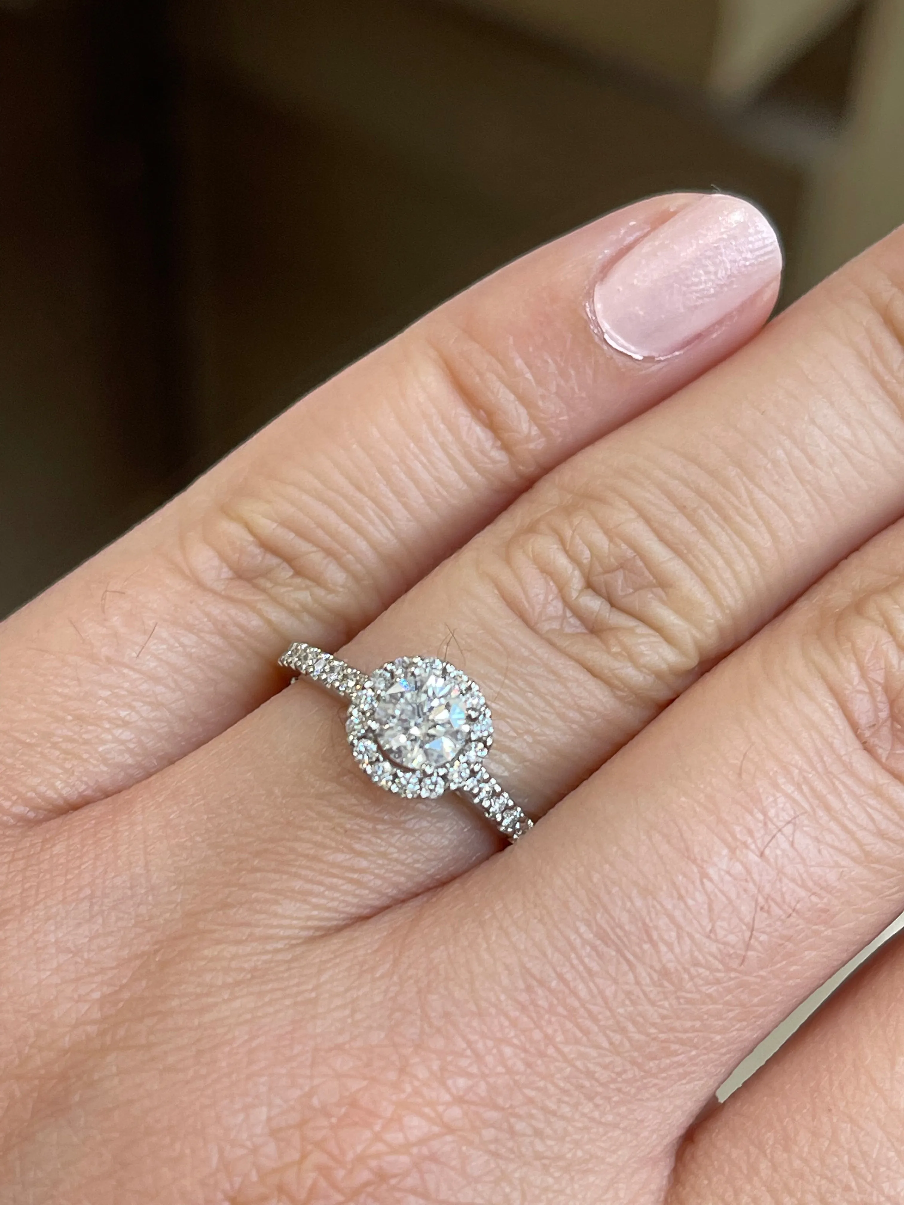 Modern Round Halo Side-Stone Diamond Engagement Ring