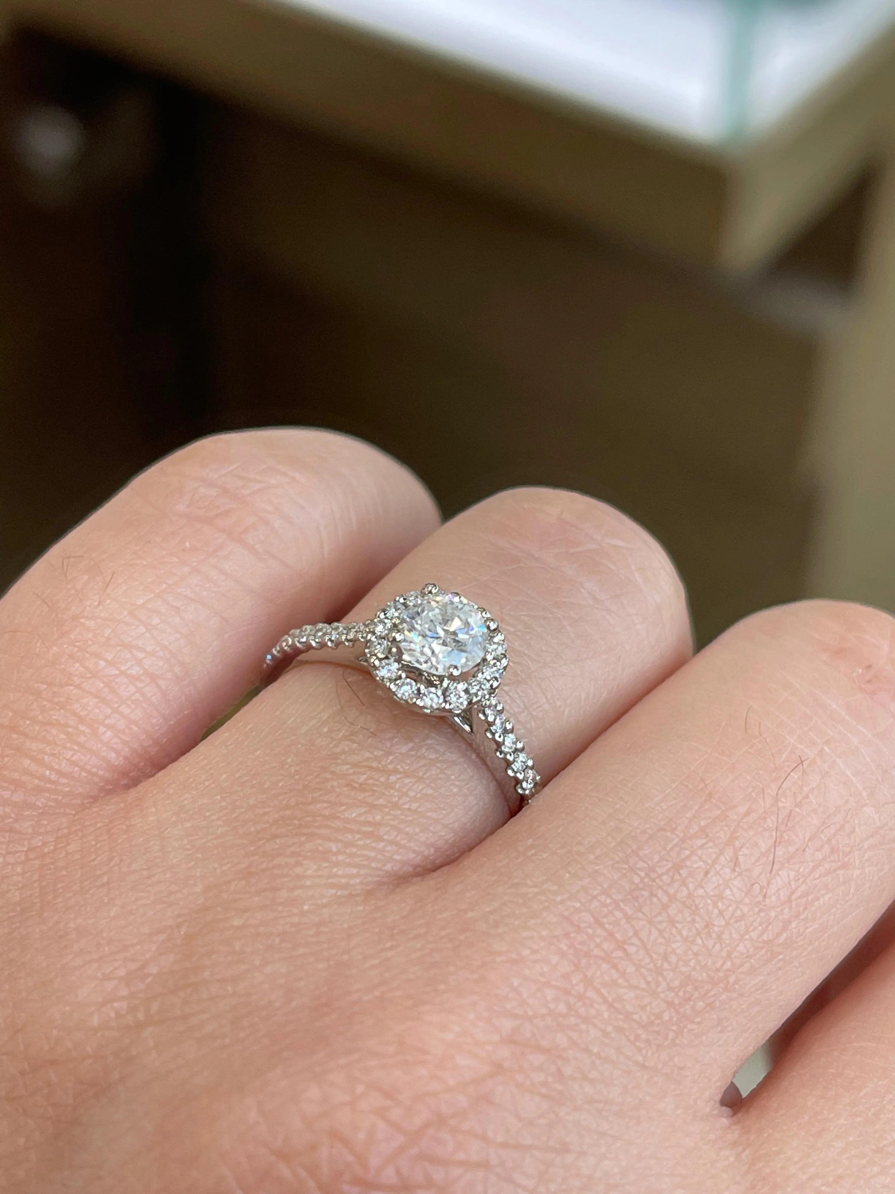 Modern Round Halo Side-Stone Diamond Engagement Ring
