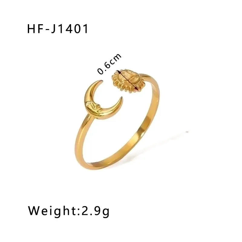 Modern Style Geometric Stainless Steel Plating Open Rings