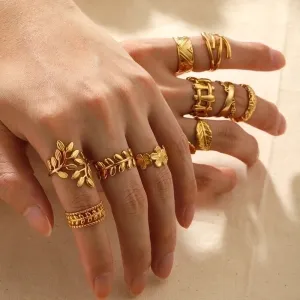 Modern Style Geometric Stainless Steel Plating Open Rings