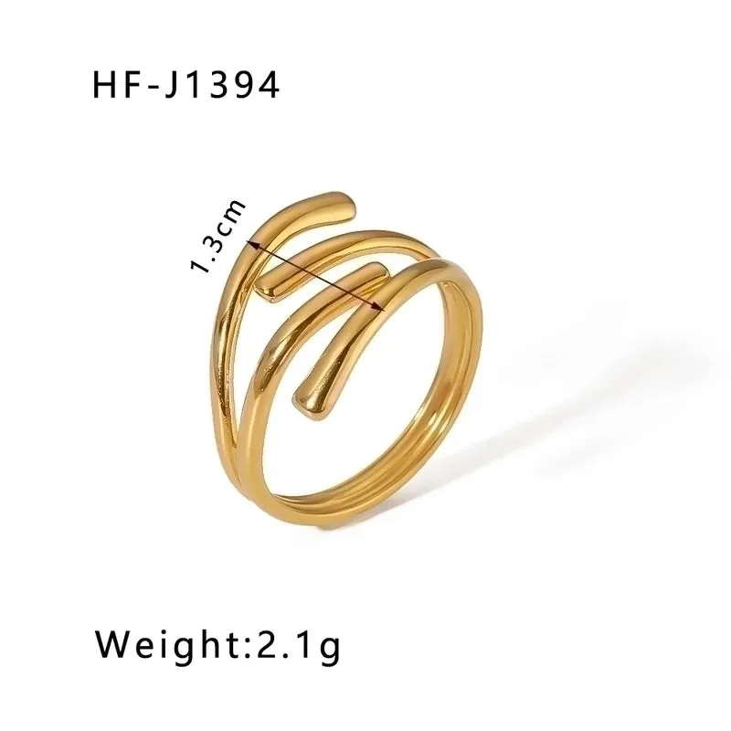 Modern Style Geometric Stainless Steel Plating Open Rings