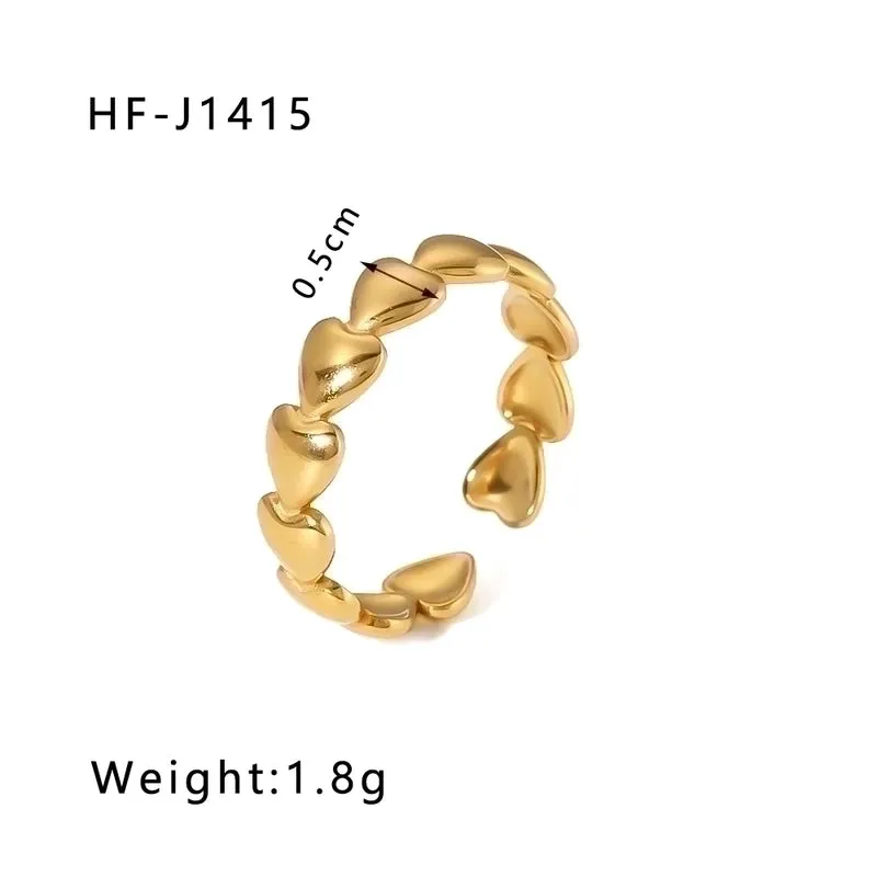 Modern Style Geometric Stainless Steel Plating Open Rings