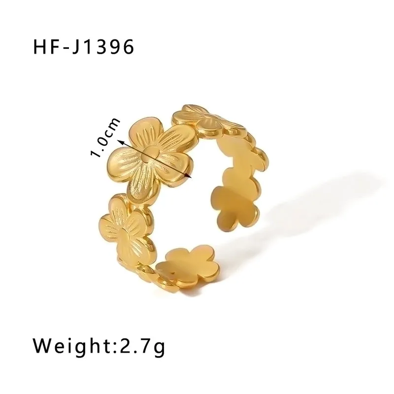Modern Style Geometric Stainless Steel Plating Open Rings