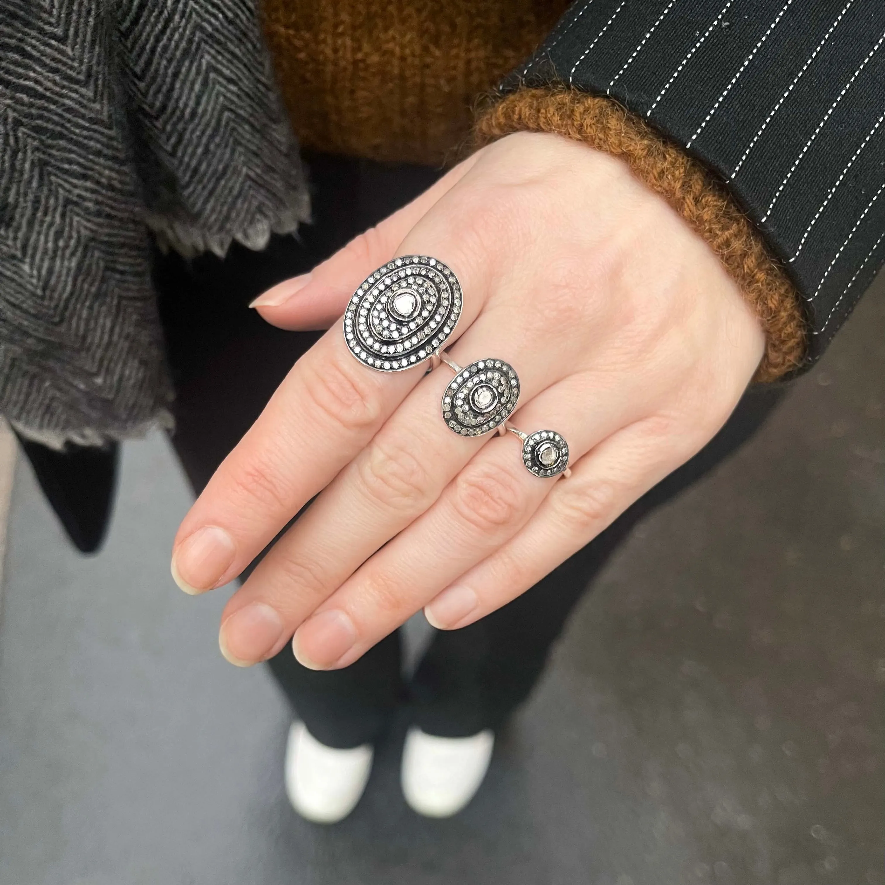 MODERN VINTAGE, Victorian Ring, Silver/Gray