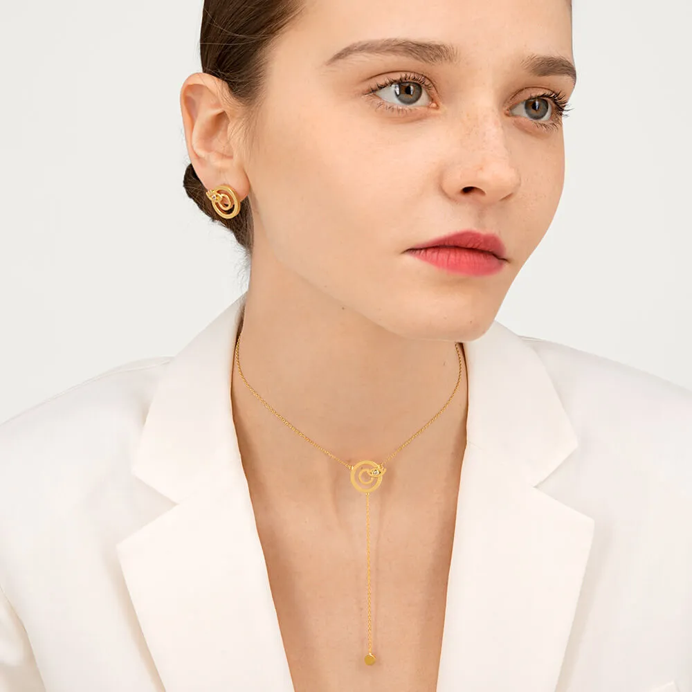 Modern Words Iris 18K Gold Plated Studs w. Crystal
