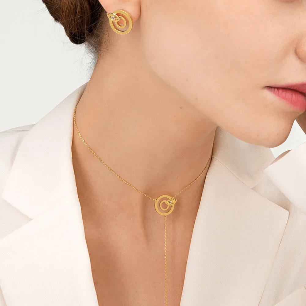 Modern Words Iris 18K Gold Plated Studs w. Crystal