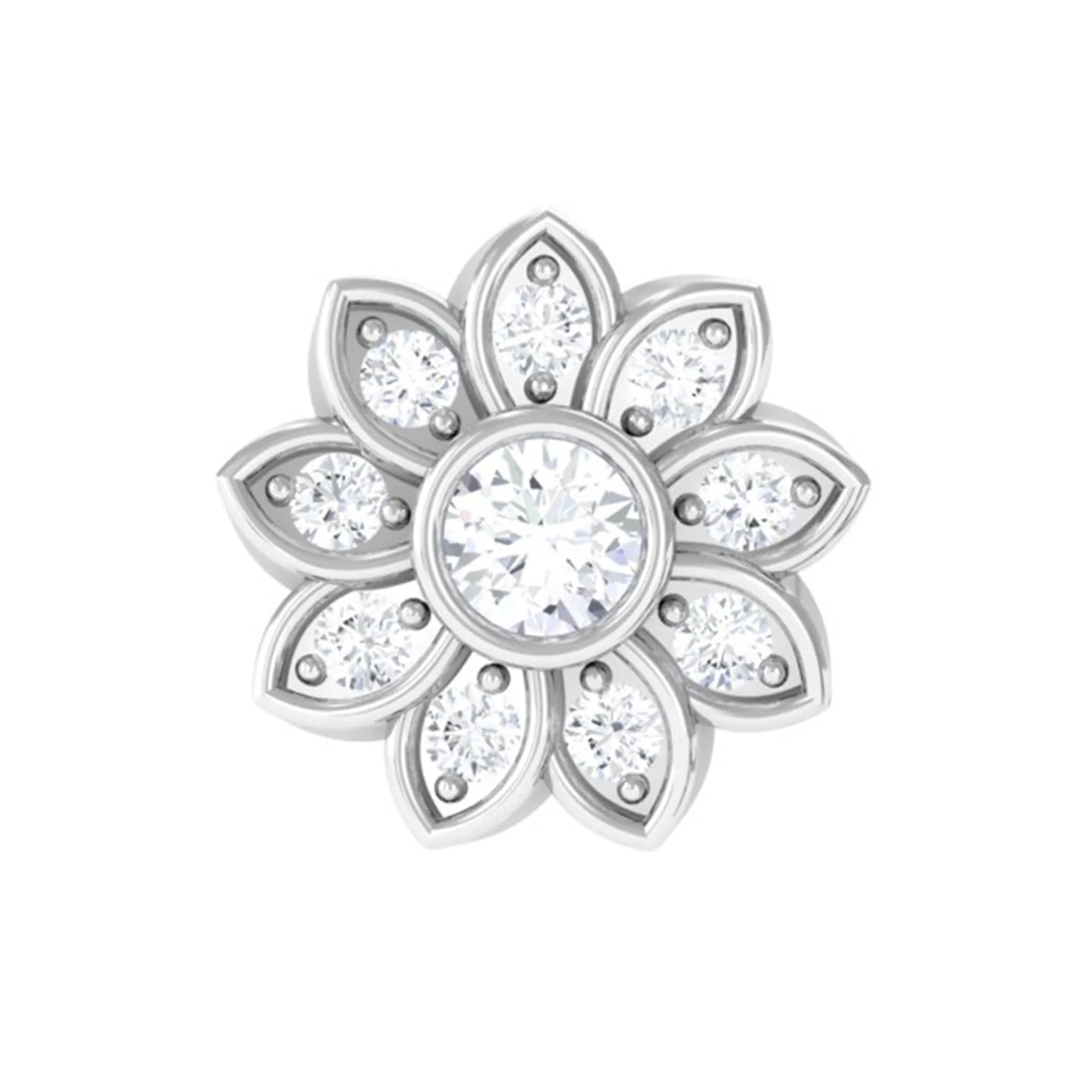 Moissanite Flower Cartilage Earring in Gold