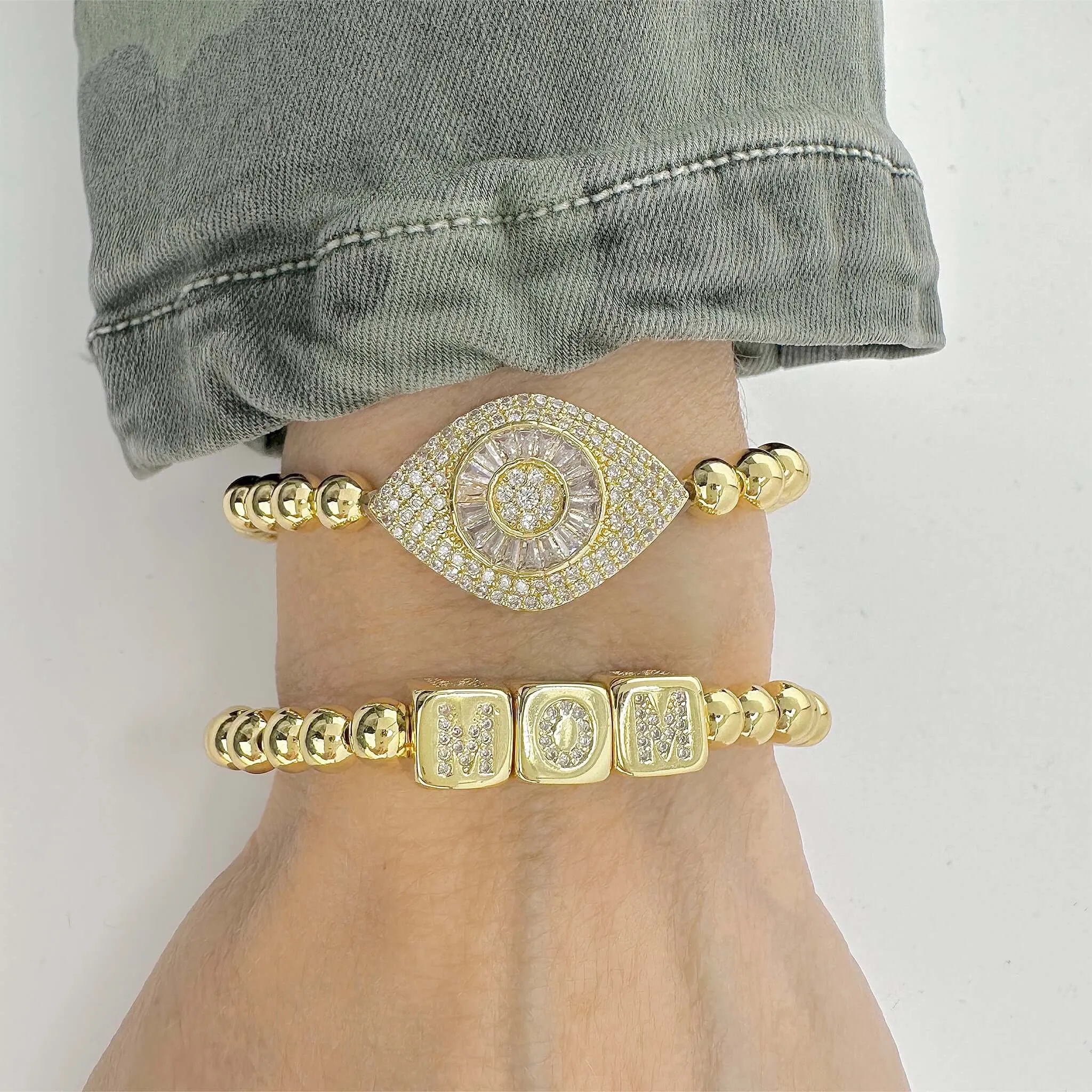 Mom Block Letter Bracelet