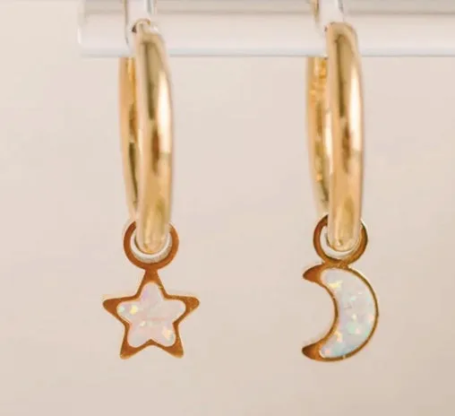 Moon/Star Opal Earring Charms