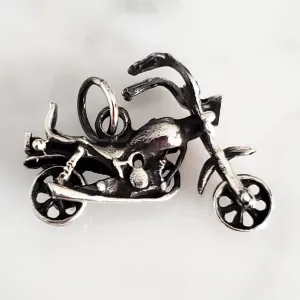 Motorcycle Charm .925 Solid Sterling Silver Biker Pendant