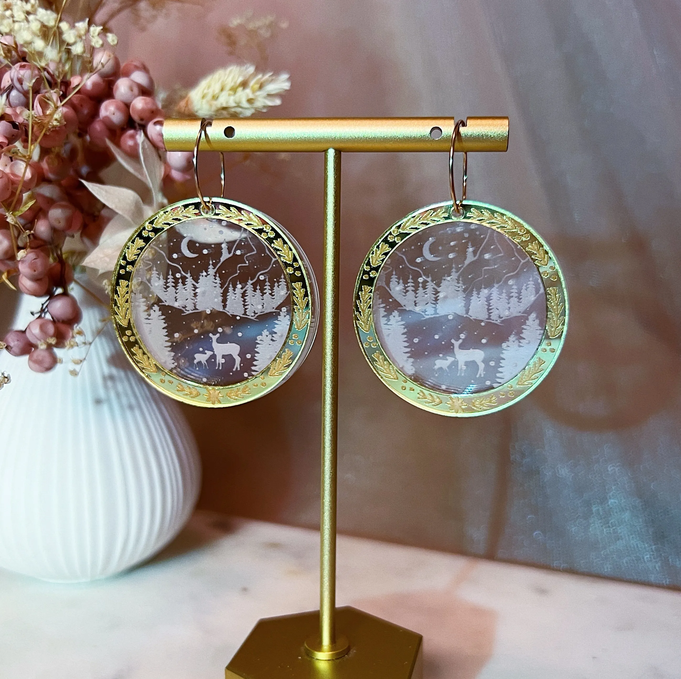 Multiplane Scenery Earrings | Winter Wonderland Edition