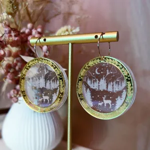 Multiplane Scenery Earrings | Winter Wonderland Edition