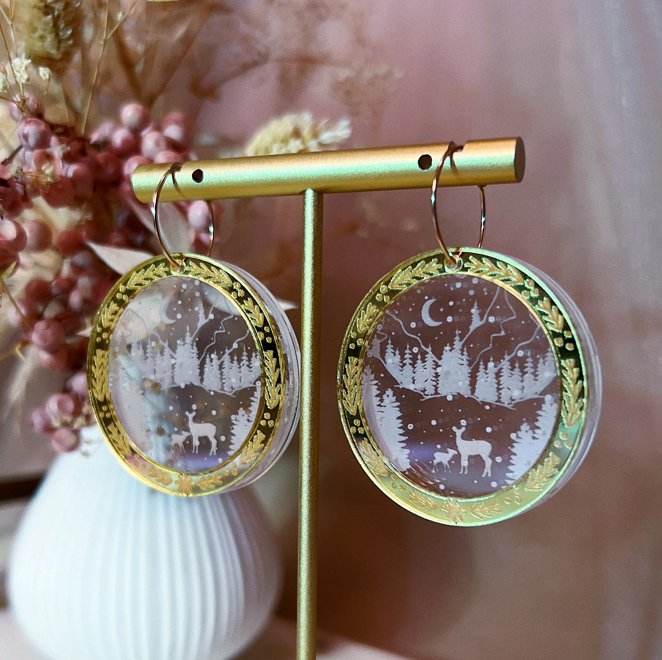 Multiplane Scenery Earrings | Winter Wonderland Edition