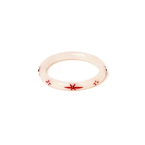 Narrow White Snowflake Bangle by Splendette