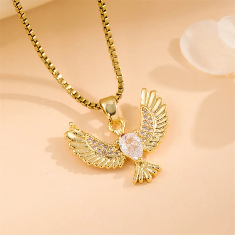 Natural Bird Stainless Steel Electroplating Necklaces