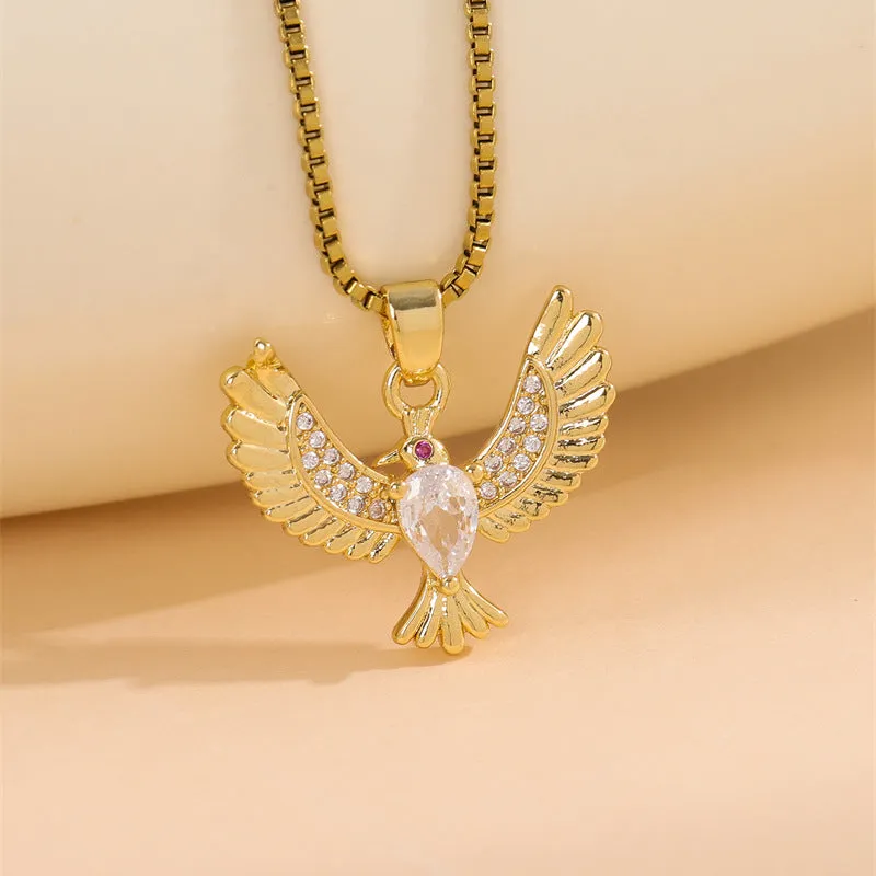 Natural Bird Stainless Steel Electroplating Necklaces