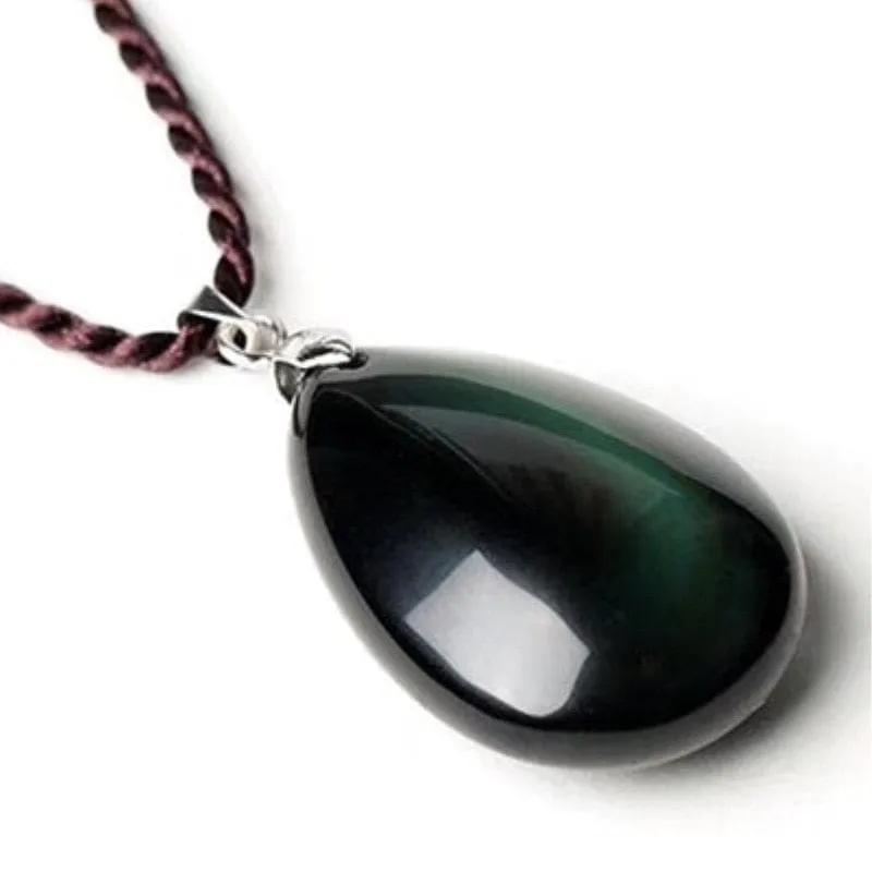 Natural Black Obsidian Pendant Necklace