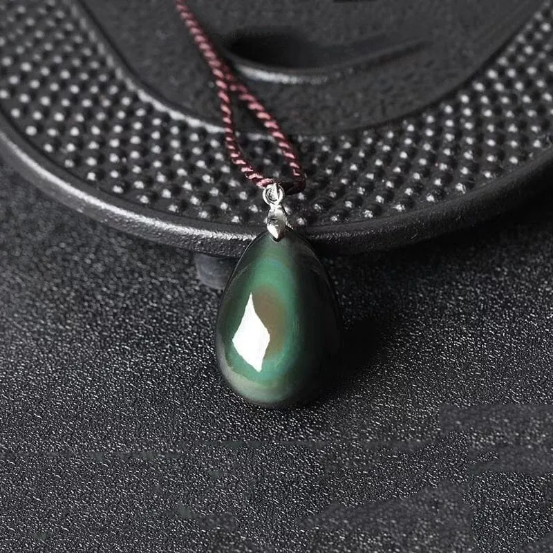 Natural Black Obsidian Pendant Necklace