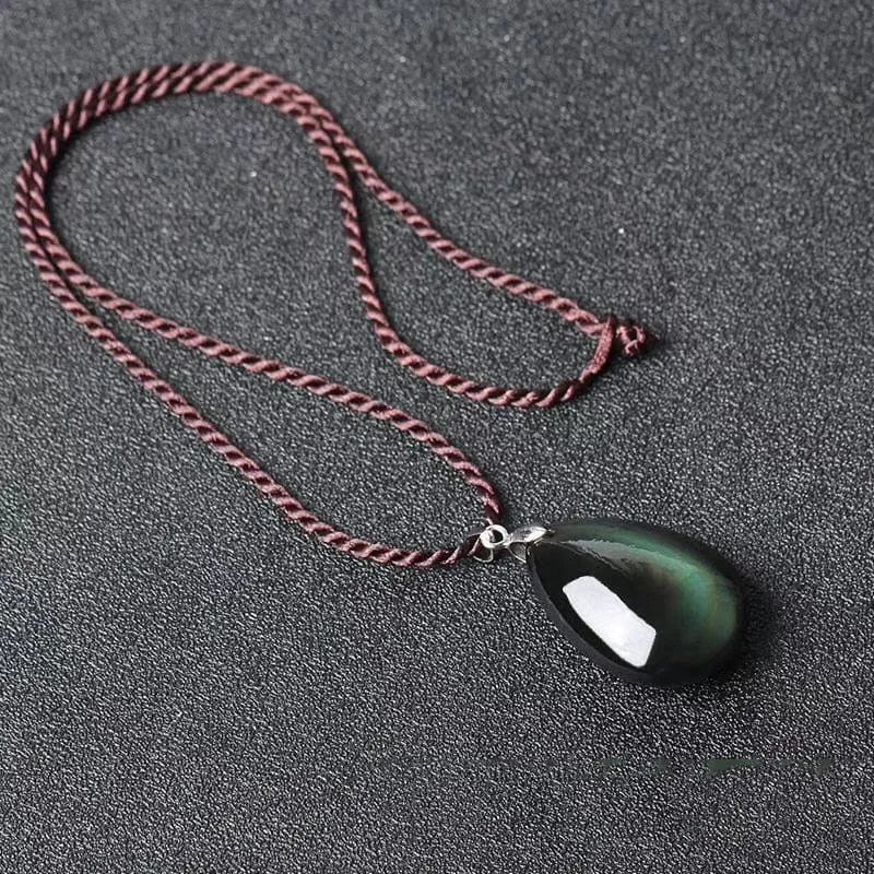 Natural Black Obsidian Pendant Necklace