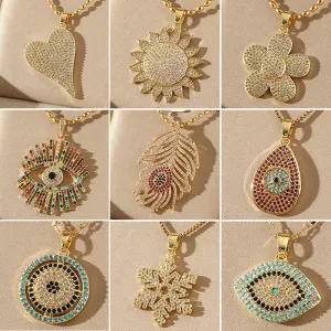 Natural Evil Eye Stainless Steel Electroplating Necklaces