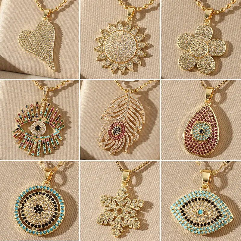 Natural Evil Eye Stainless Steel Electroplating Necklaces