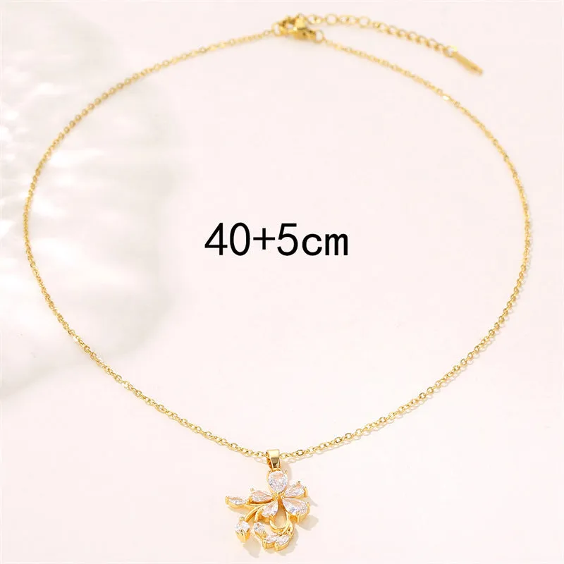 Natural Flower Stainless Steel Electroplating Necklaces