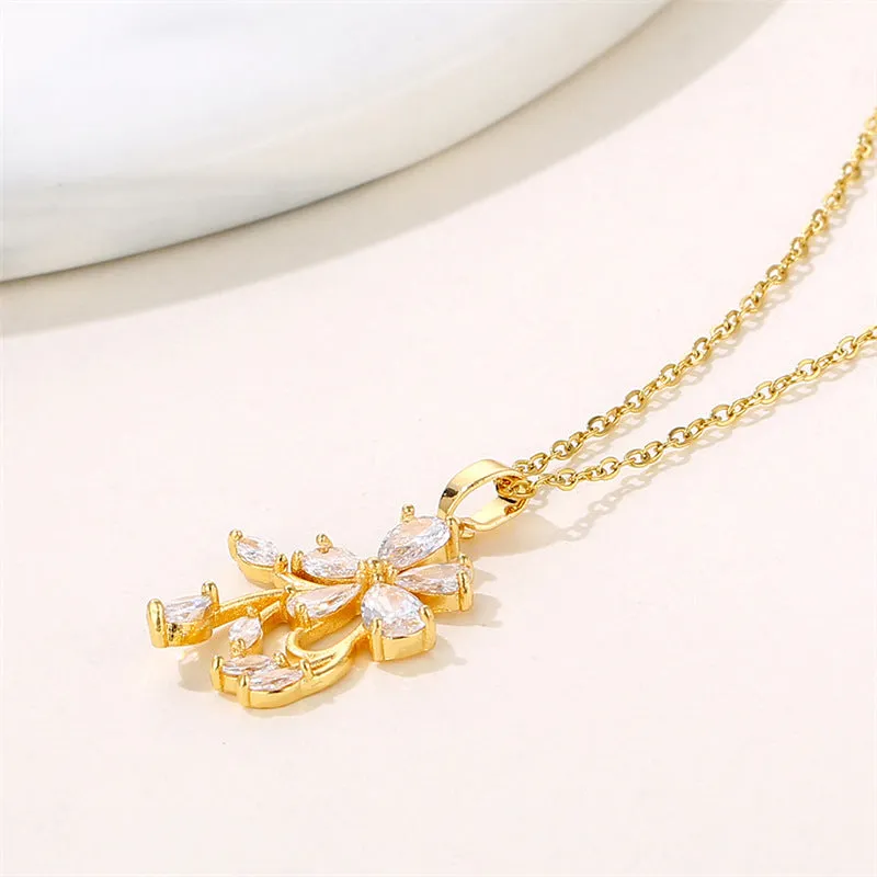 Natural Flower Stainless Steel Electroplating Necklaces
