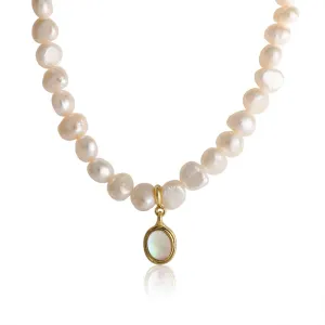 Natural Freshwater Pearl Necklace Moonlight Stone Clavicle Pendant