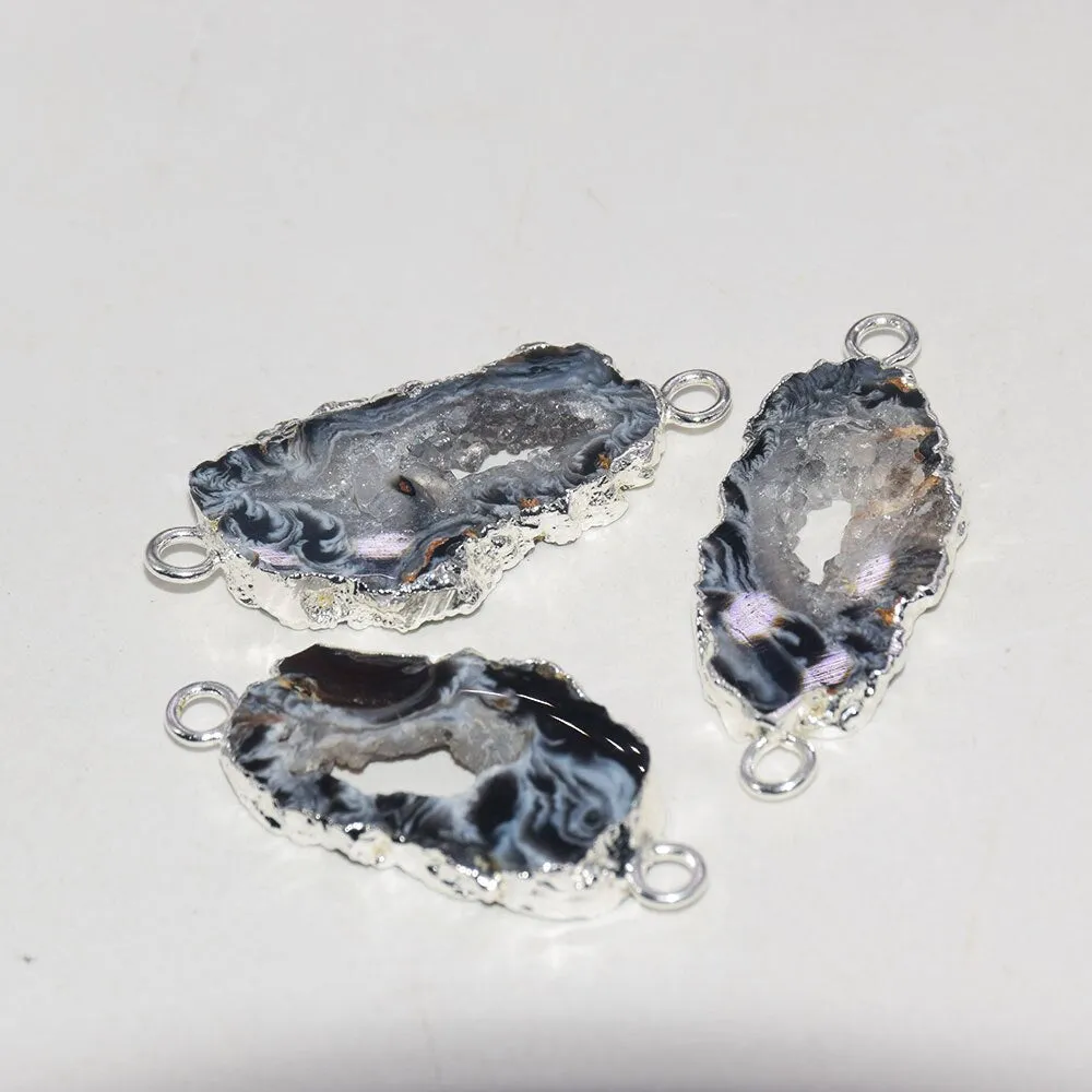 Natural Geode Vintage polish gem stones pendant