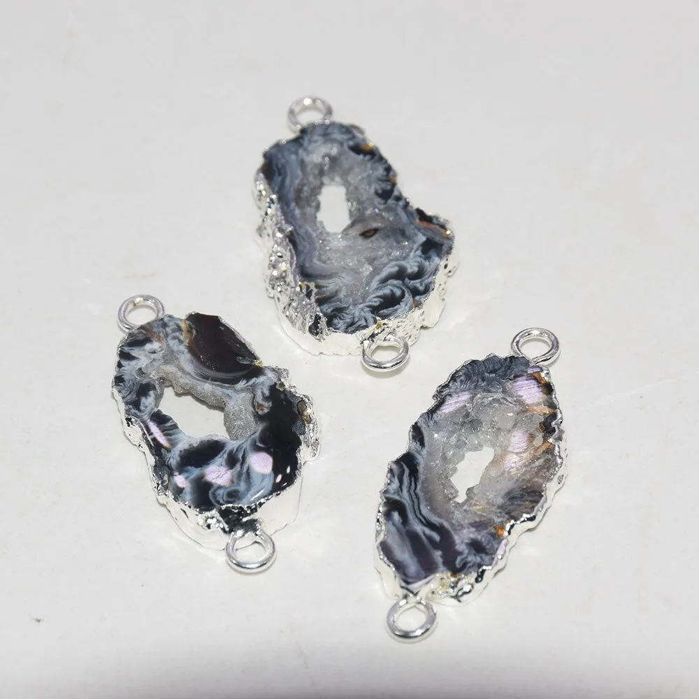 Natural Geode Vintage polish gem stones pendant
