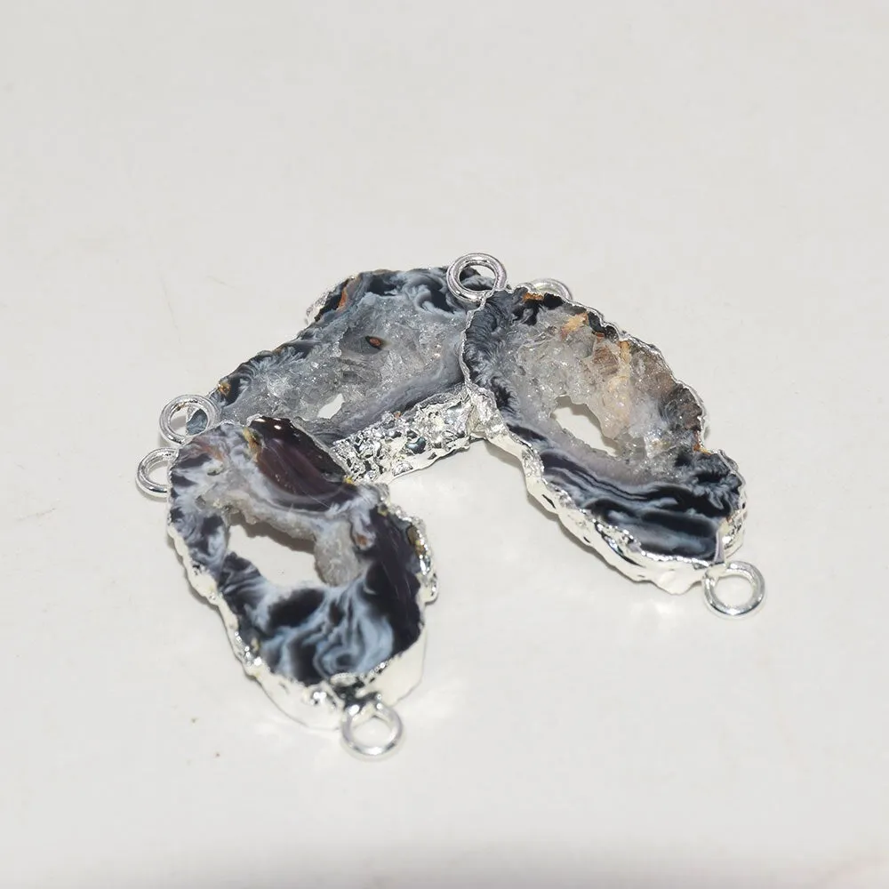 Natural Geode Vintage polish gem stones pendant