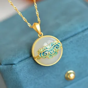 Natural Hetian jade white jade round necklaces