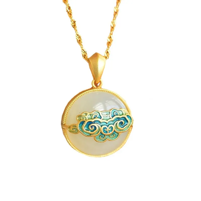 Natural Hetian jade white jade round necklaces