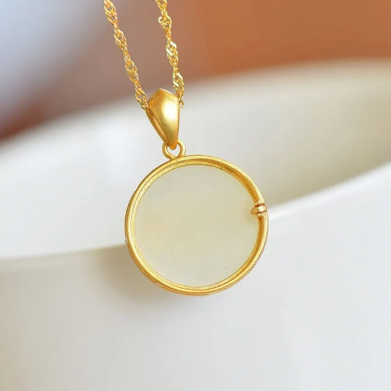 Natural Hetian jade white jade round necklaces