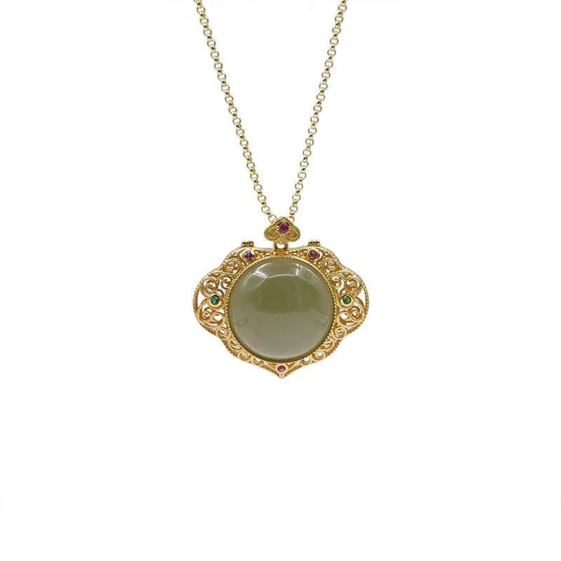 Natural Hetian jasper crystal double-sided pendant