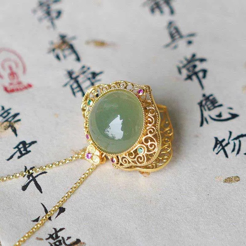 Natural Hetian jasper crystal double-sided pendant