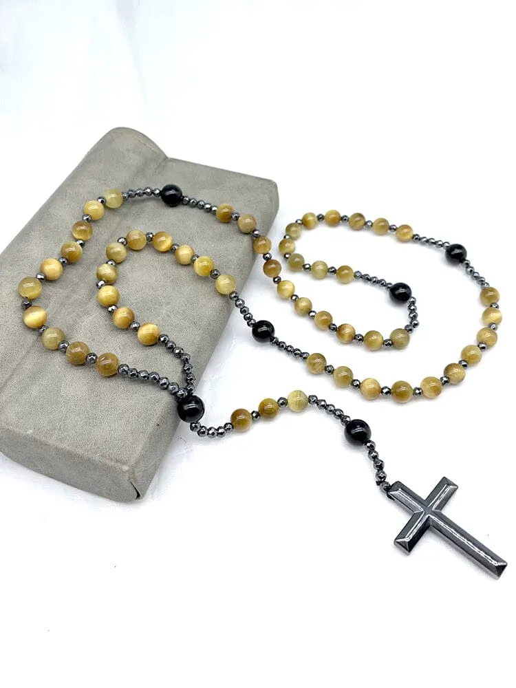 Natural Stone Cross Pendant Necklace