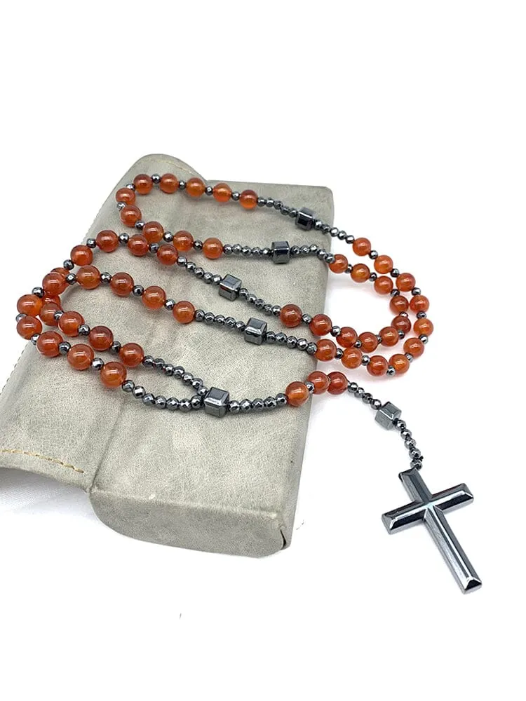 Natural Stone Cross Pendant Necklace