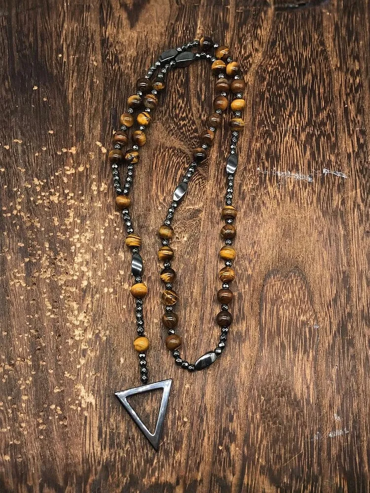 Natural Stone Cross Pendant Necklace