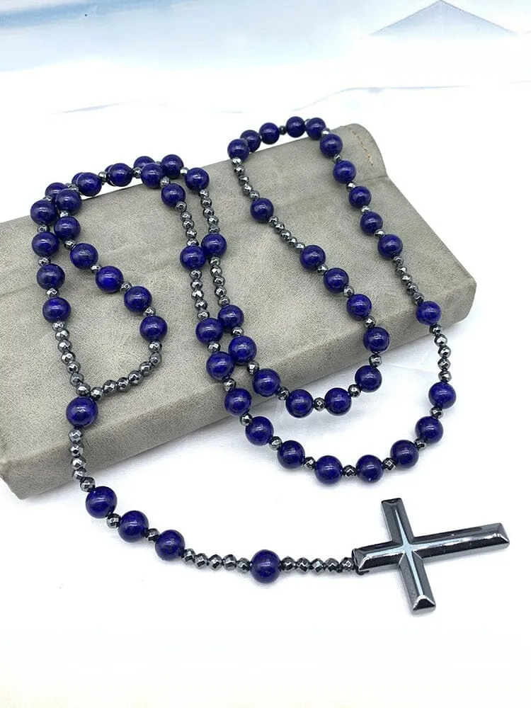 Natural Stone Cross Pendant Necklace