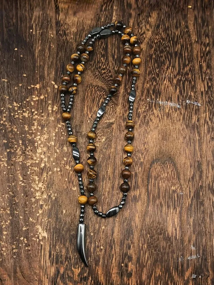 Natural Stone Cross Pendant Necklace