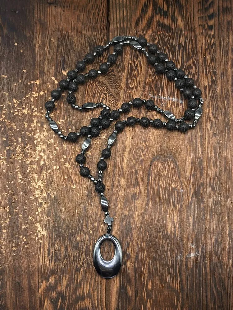 Natural Stone Cross Pendant Necklace
