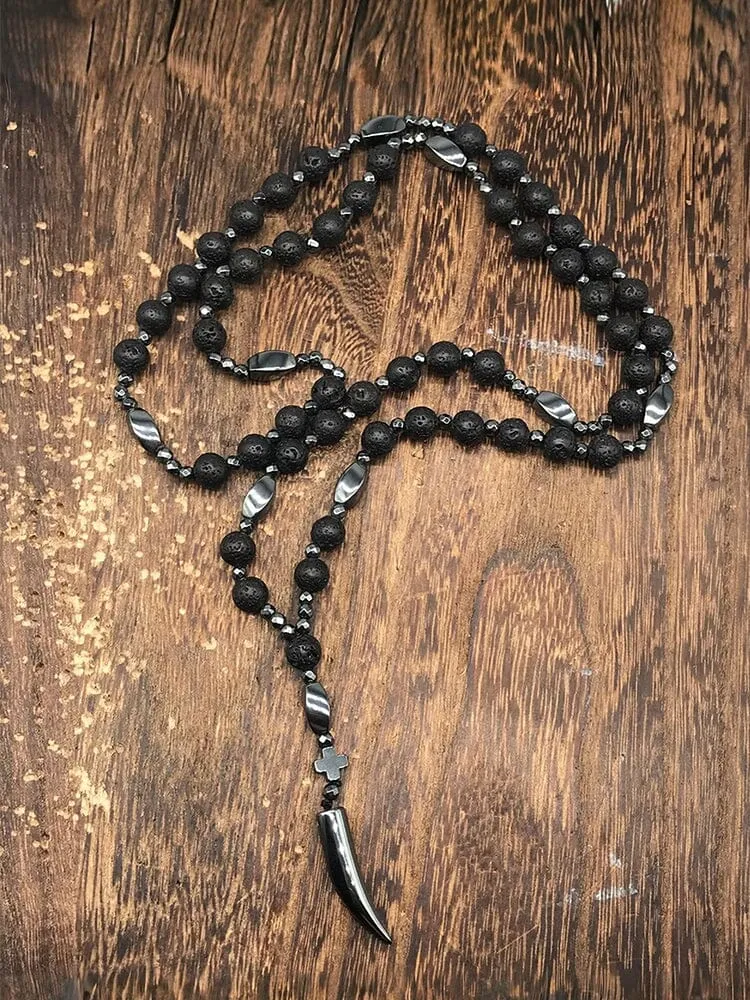 Natural Stone Cross Pendant Necklace