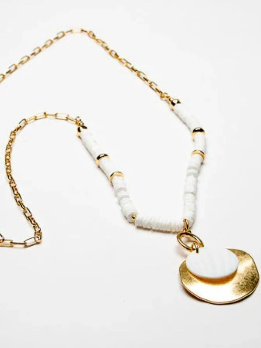 Natural Stone Disc Pendant Necklace
